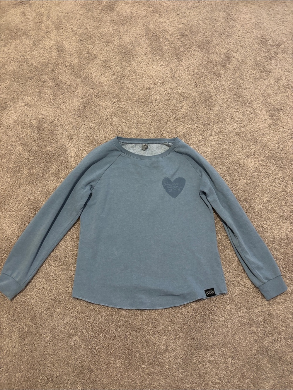 Crewneck Heart Graphic Sweater - Dusty Blue